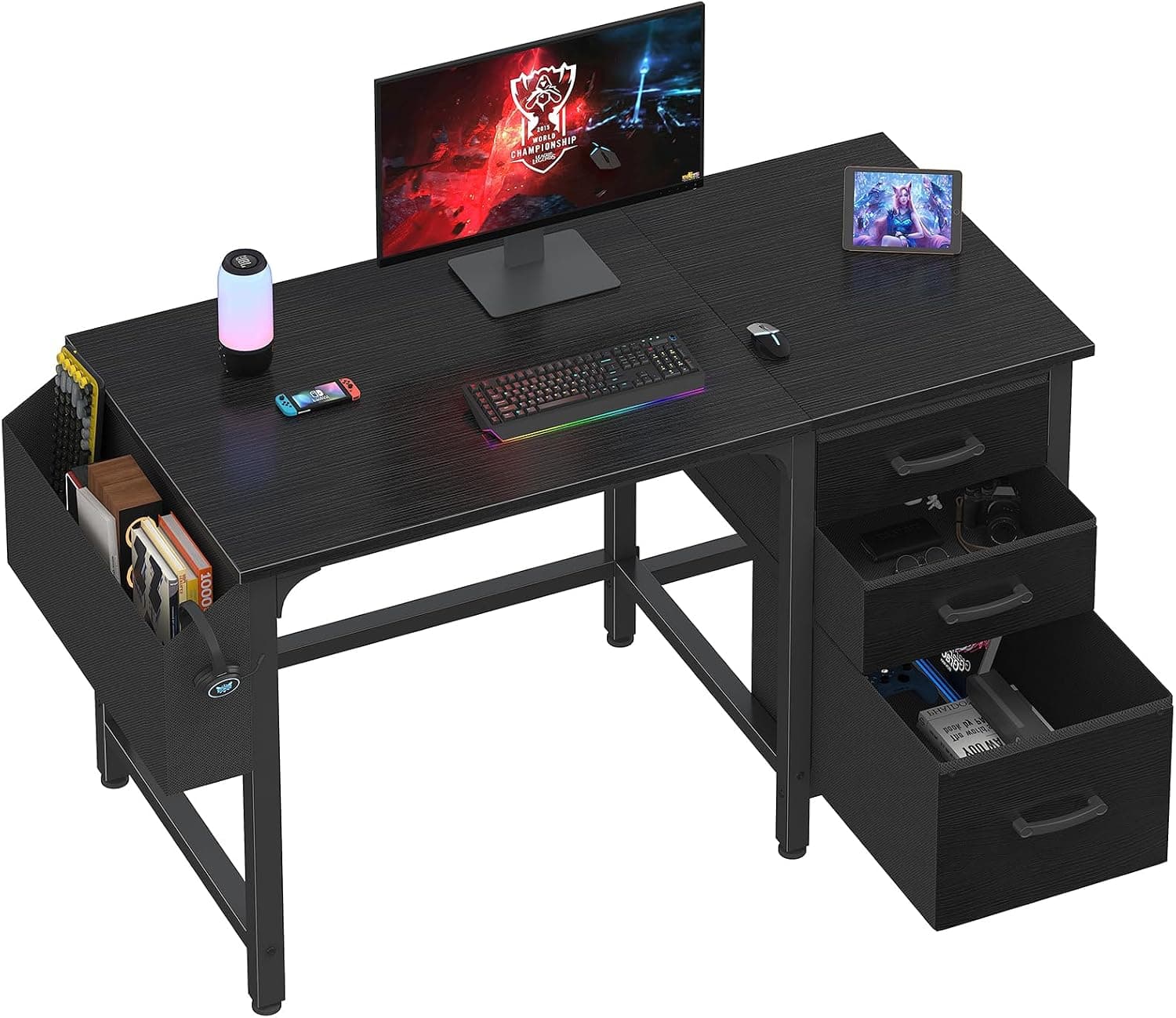 Lufeiya Computer Desk with File Drawers, 47 Inch, Black