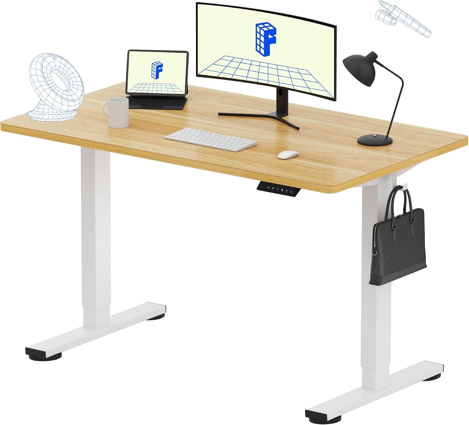 FLEXISPOT EN1 Standing Desk, 48 x 24 Inch, Maple with White Frame