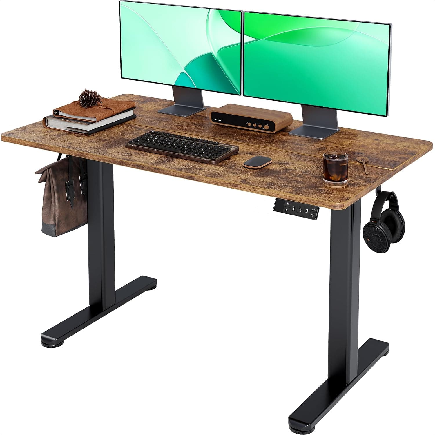 Claiks Electric Standing Desk, 48 x 24 Inch, Rustic Brown