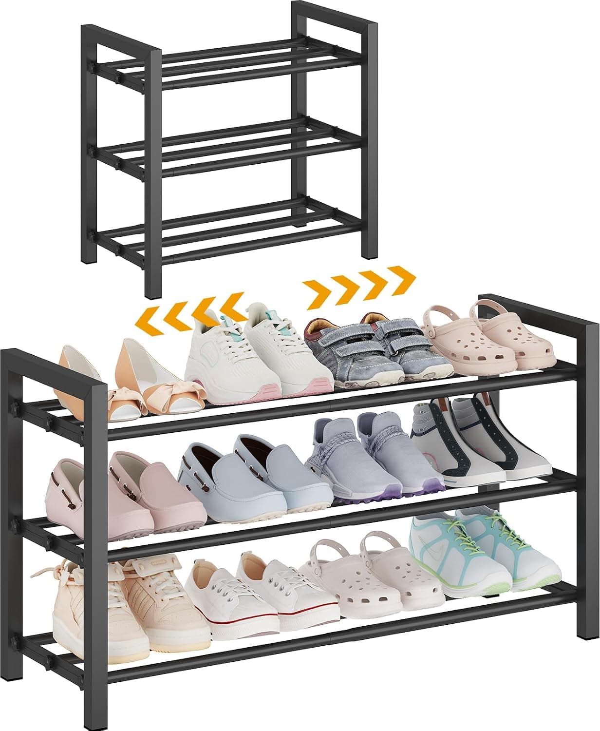 Detsuk 3-Tier Expandable Metal Shoe Rack