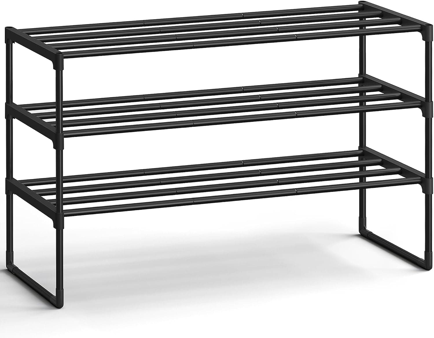 SONGMICS 3-Tier Metal Shoe Rack, 11.8 x 36.2 x 21.7 in, Black