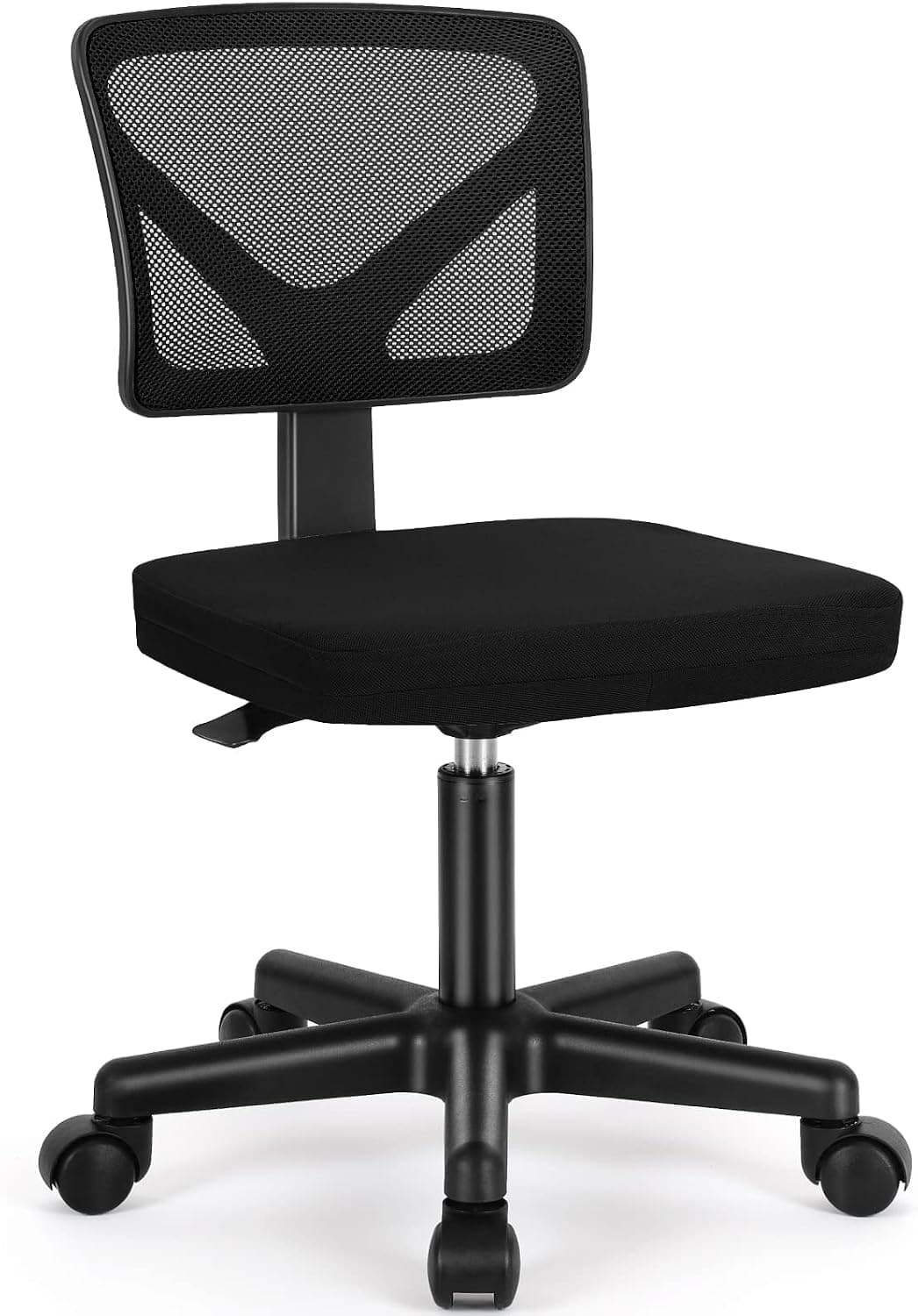 Sweetcrispy Small Armless Desk Chair, Mesh, New Black
