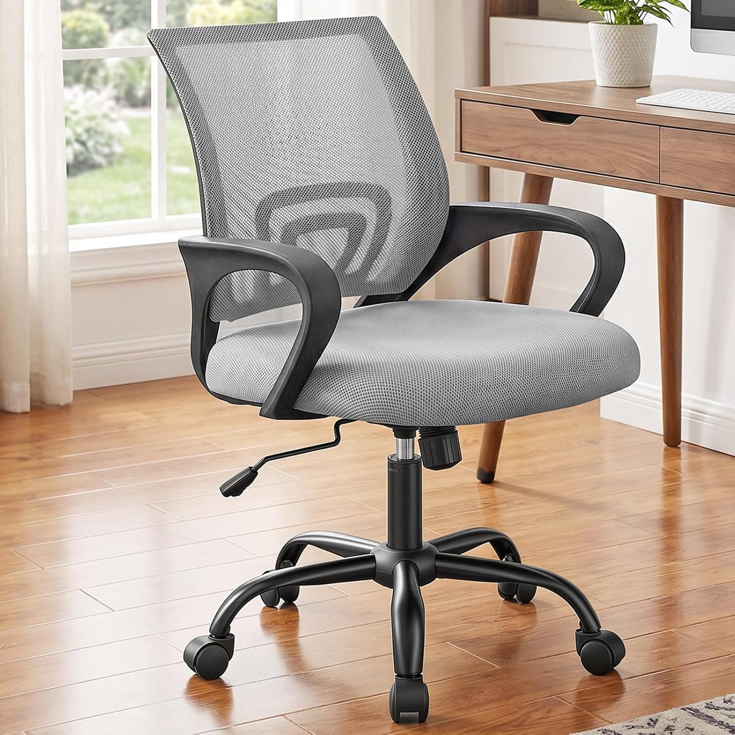 DUMOS Ergonomic Office Chair, Mid Back, Grey