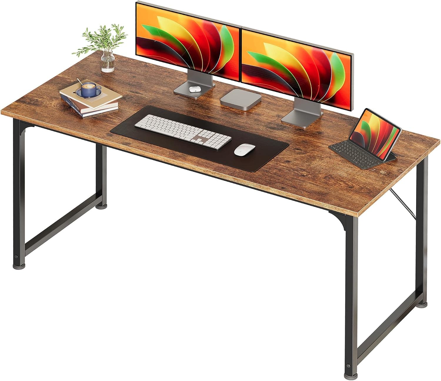 Huuger Computer Desk, 55 Inch, Rustic Brown